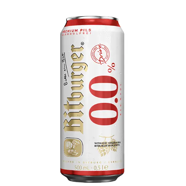 Bitburger 0.0 Drive birra analcolica pilsner 0,0% lattina alcohol free  e zero zucchero 1 sola lattina da 0,5 l